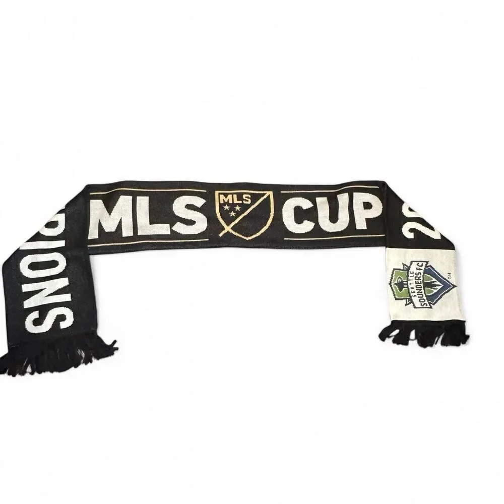Seattle Sounders FC 2016 MLS Cup Champions Scarf Black Green Soccer MLS Official